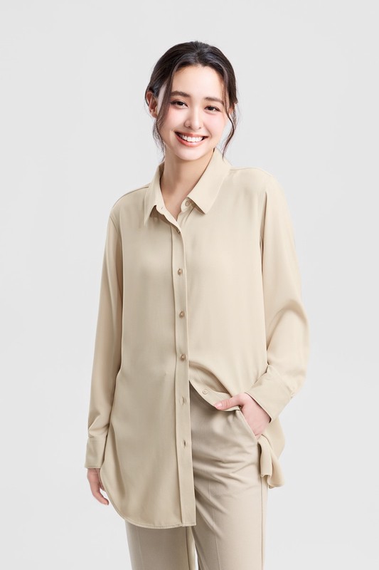 輕柔長版襯衫-女