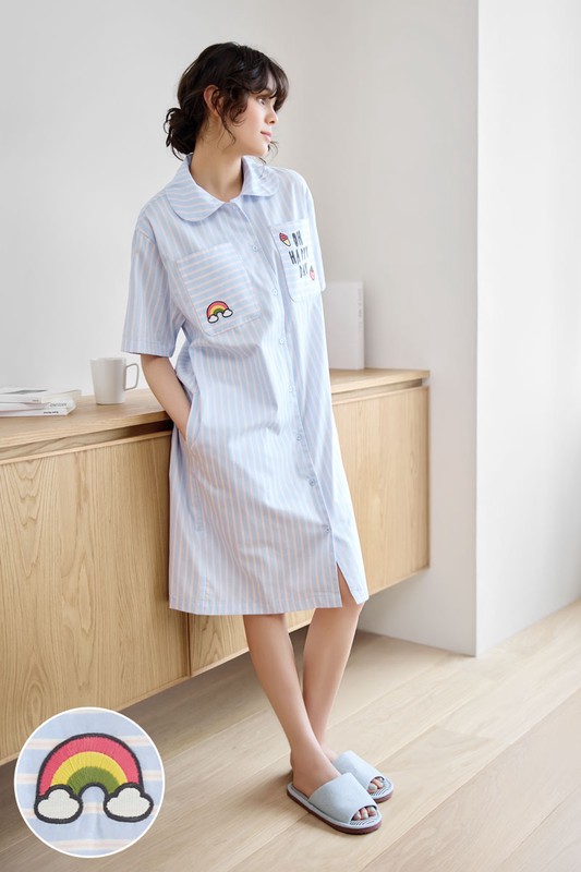 棉質安心防凸點家居洋裝-女