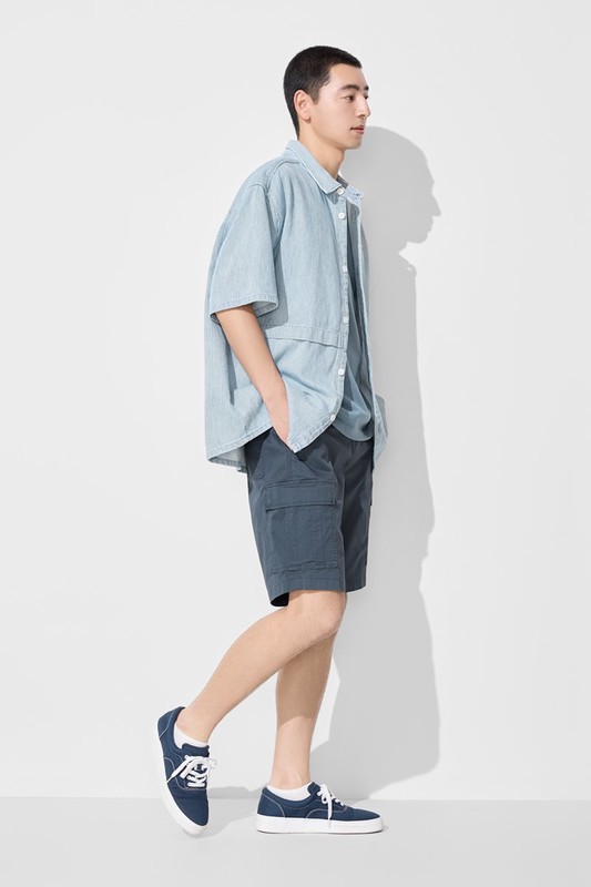 鬆緊工裝短褲-男