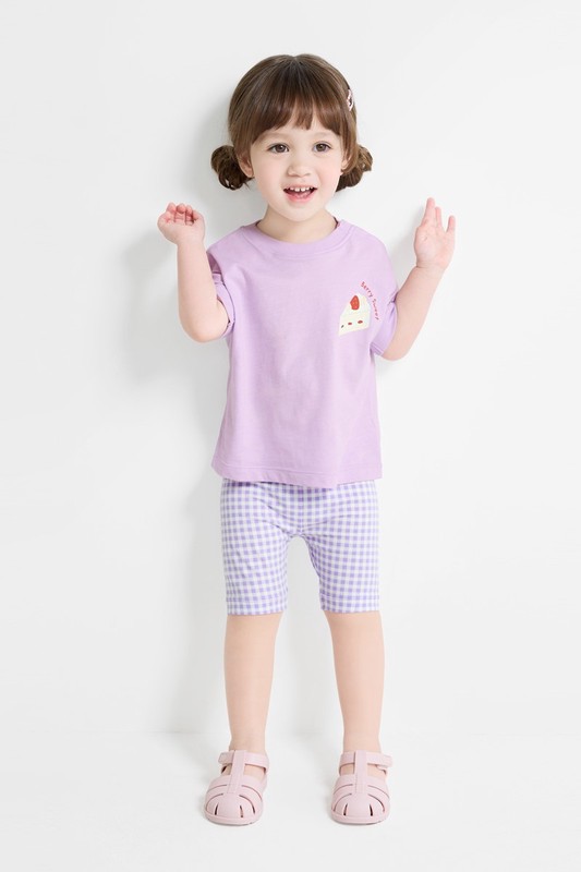 彈力格紋五分內搭褲-Baby