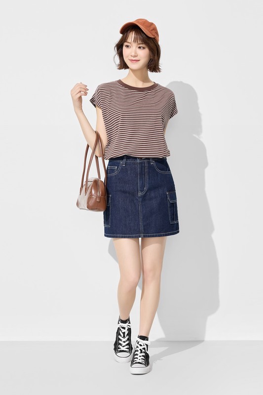 工裝牛仔連褲短裙-女