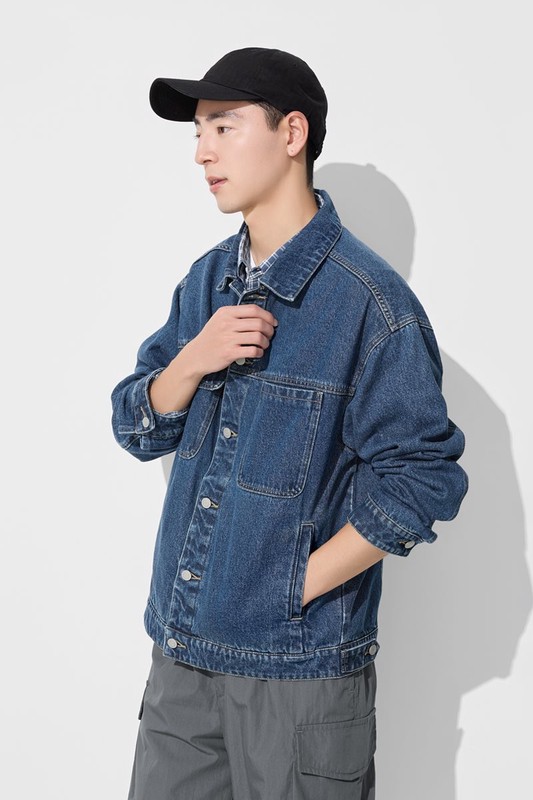 牛仔寬版外套-男
