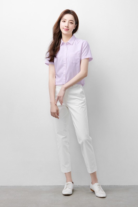 牛津短袖襯衫-女