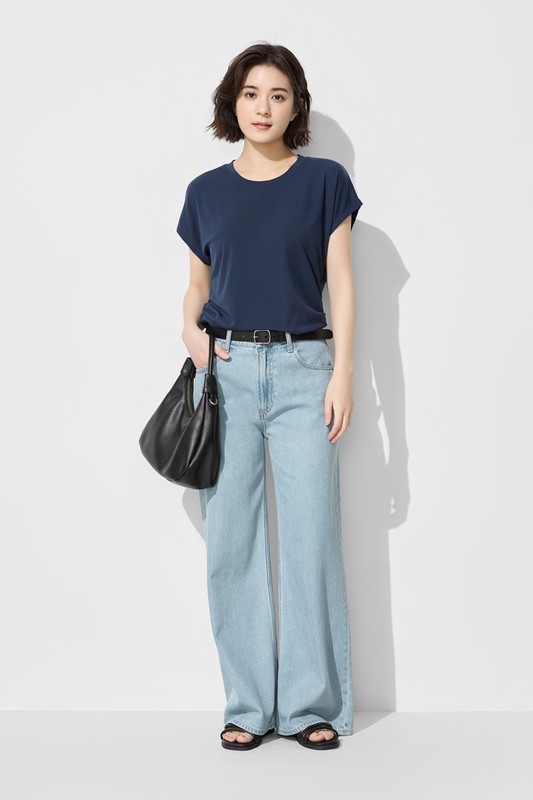 輕柔連袖抽皺T恤-女