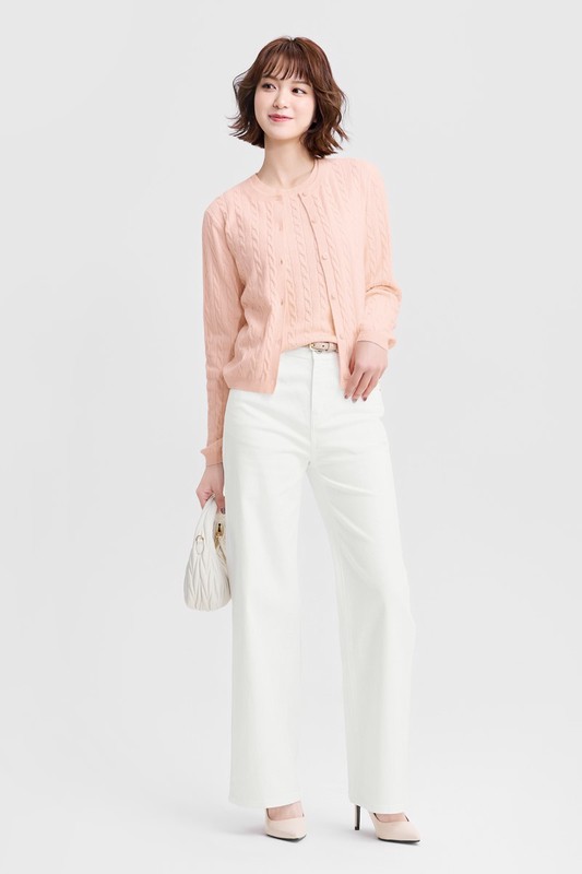 麻花圓領針織外套-女