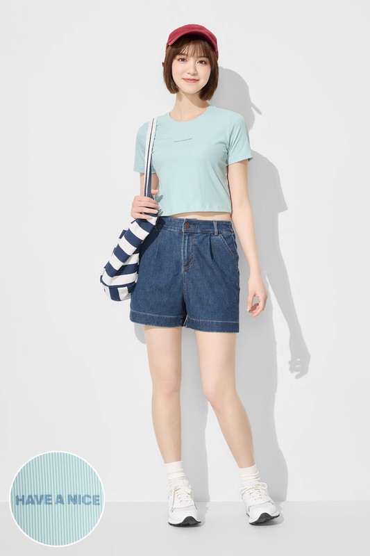 輕涼羅紋文字印花短版上衣-女