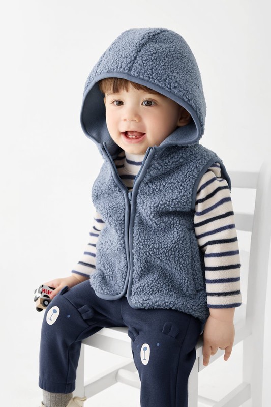 仿羊羔絨連帽背心-Baby