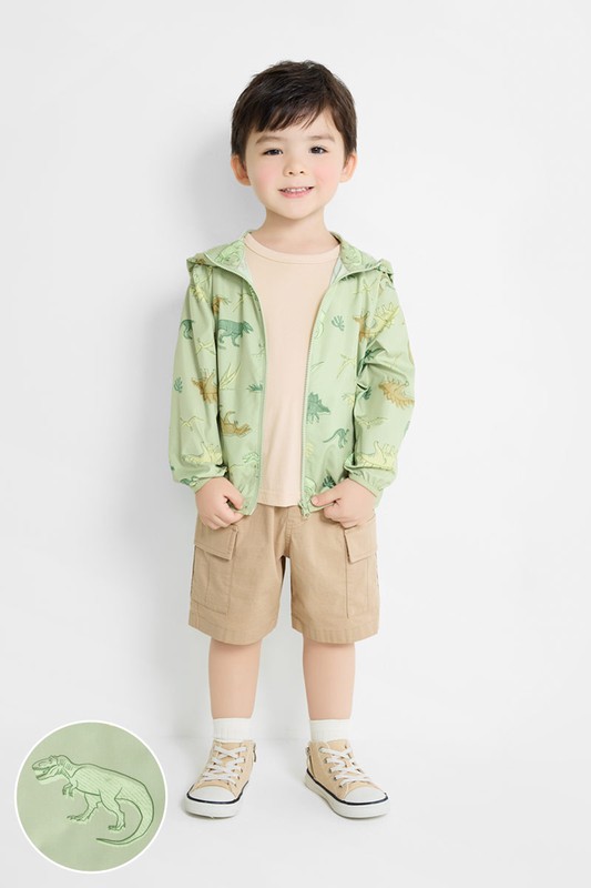 抗UV輕型恐龍印花風衣外套-童