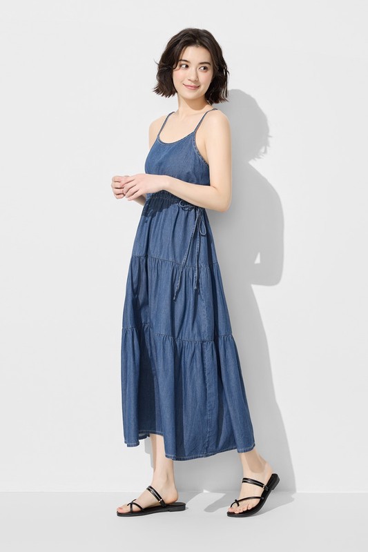 細肩牛仔蛋糕洋裝-女
