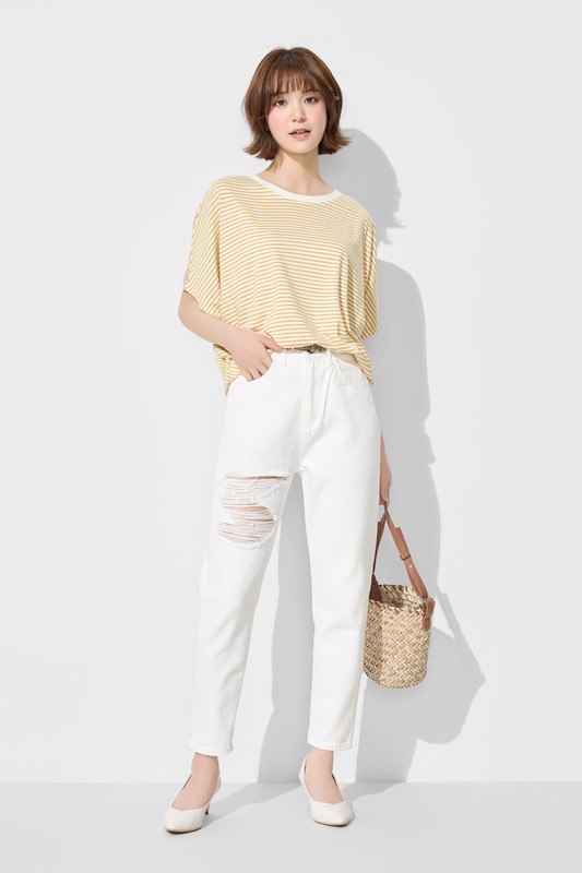 莫代爾連袖條紋上衣-女