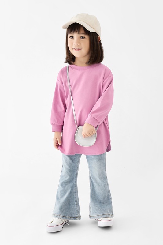 純棉寬鬆長版上衣-童