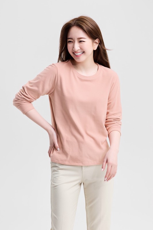 Fleece彈性細刷毛寬版上衣-女