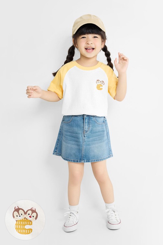 迪士尼系列純棉拉克蘭袖印花T恤-童