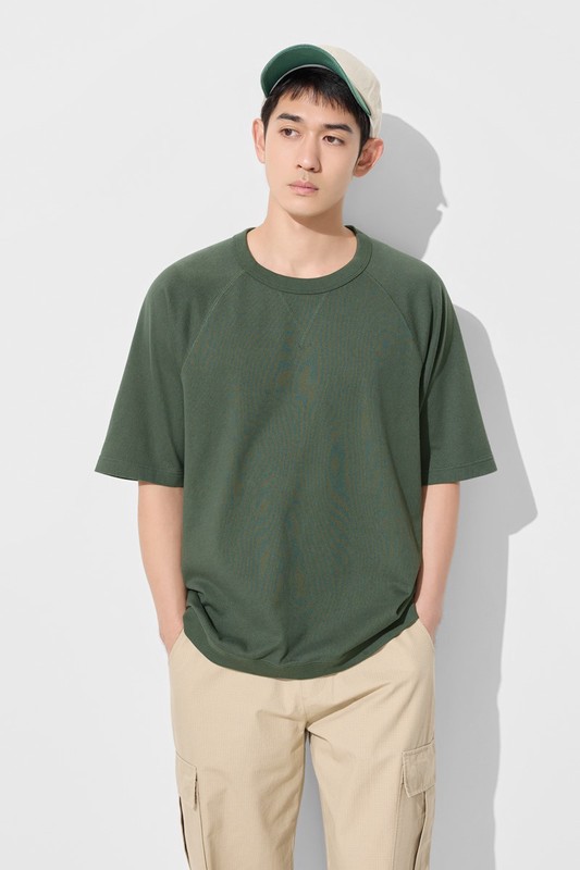 粗紡寬版拉克蘭袖T恤-男