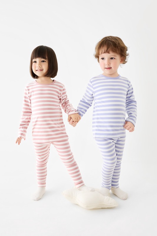 磨毛羅紋條紋內搭褲-童