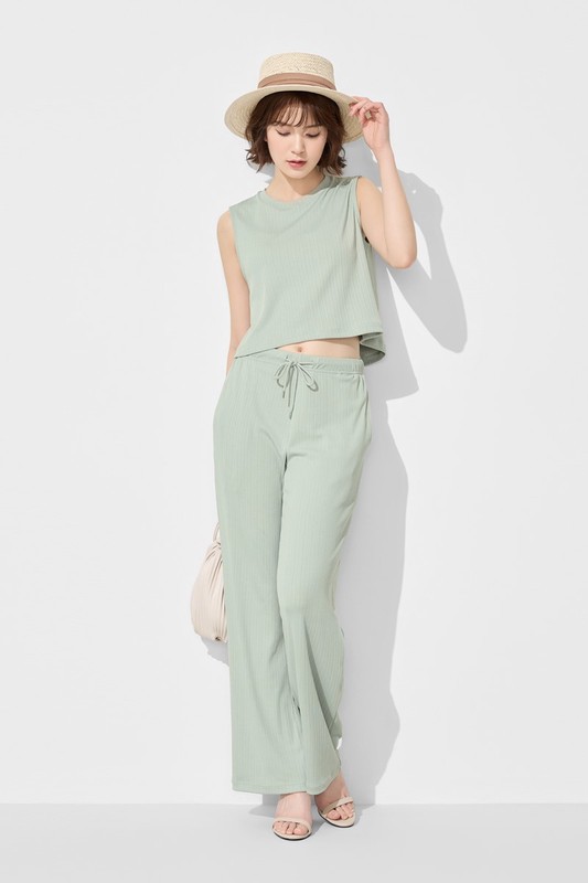 羅紋開衩無袖上衣-女