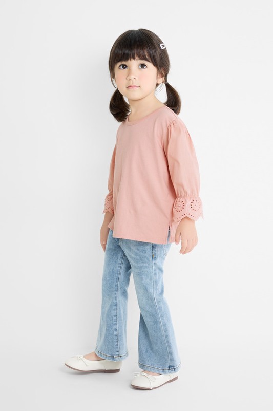 蕾絲造型拼接七分T恤-童