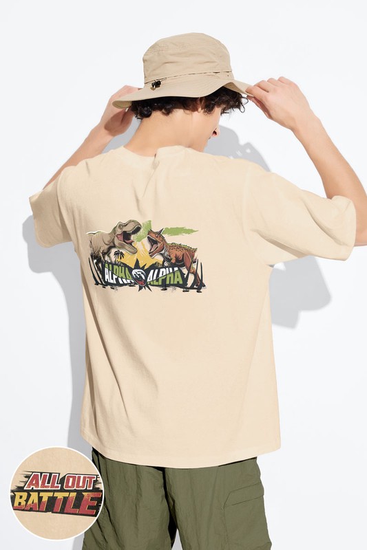 Jurassic World寬版印花T恤-09-男