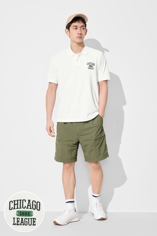 純棉網眼徽章polo衫-男