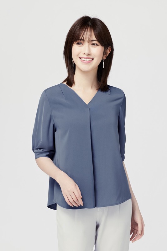 輕柔V領五分袖上衣-女