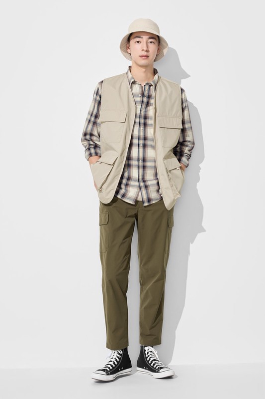 防潑水口袋工裝背心-男