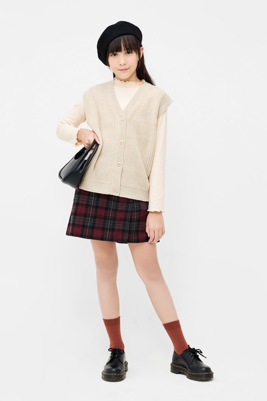 粗針寬版開襟背心-童