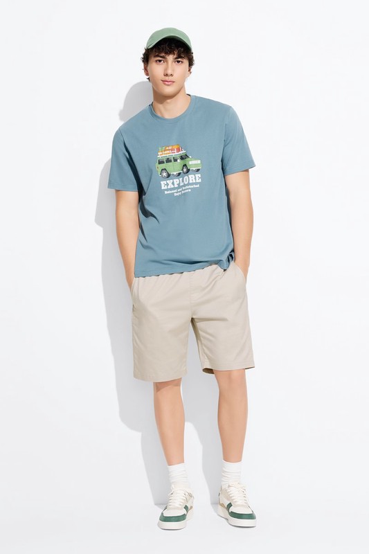 旅行探索印花T恤-男