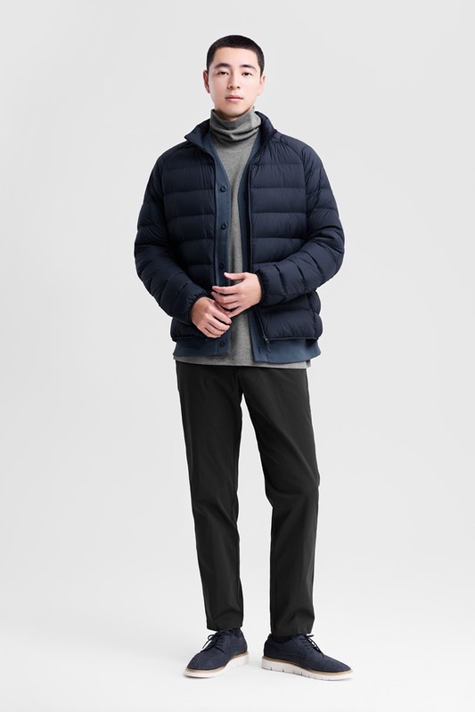 磨毛柔棉高領長袖T恤-男