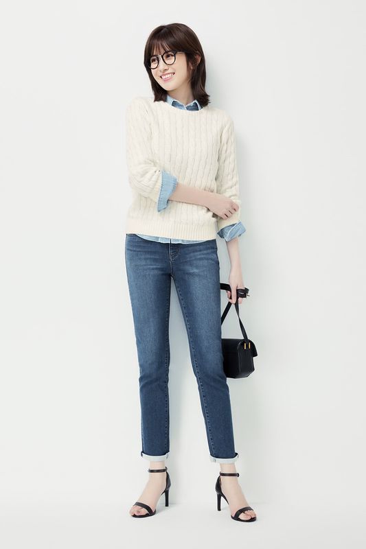 麻花圓領毛衣-女