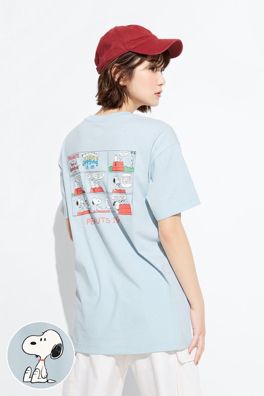 史努比系列寬長版印花T恤-20-女