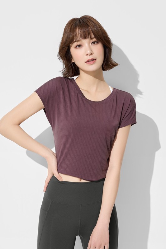 運動美背扭結連袖上衣-女