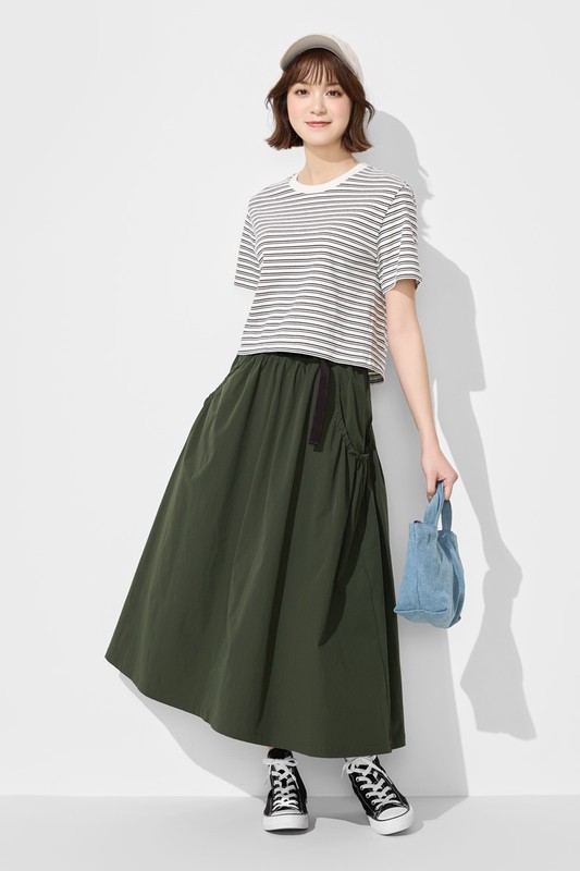 抽皺口袋長裙-女