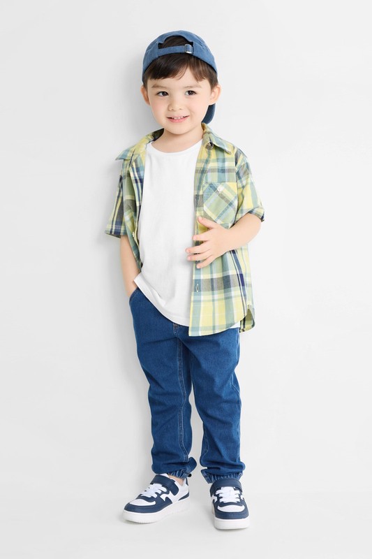 羅紋針織牛仔束口褲-童