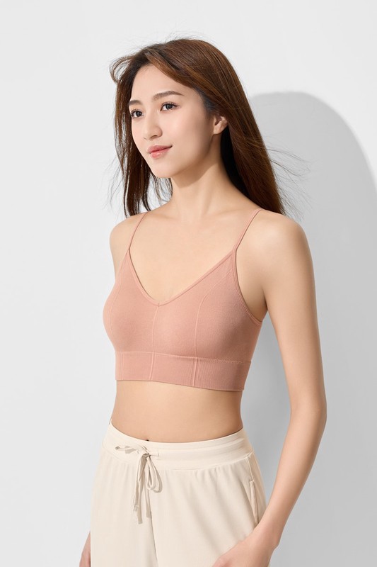 可拆式無縫Bra短版細肩帶背心-女