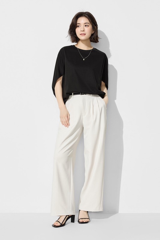 絲光棉五分袖寬版上衣-女