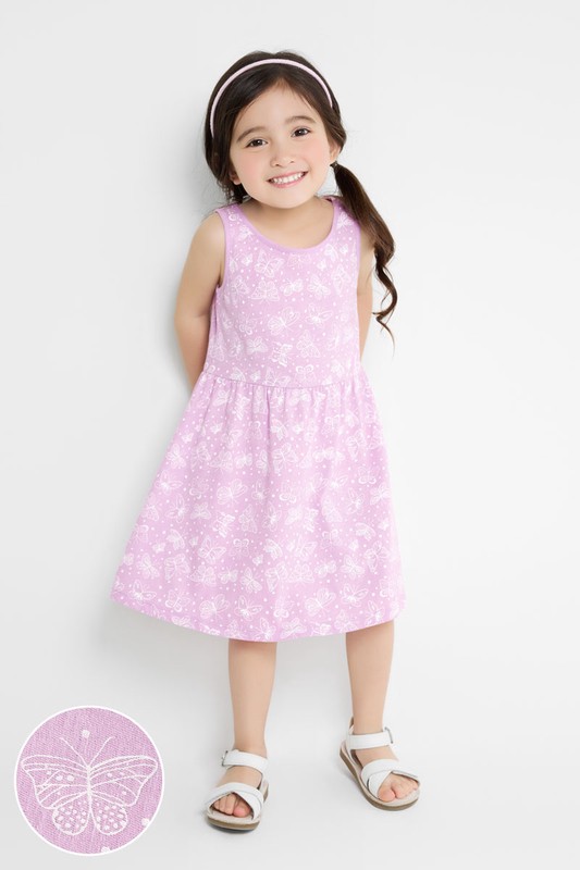 竹節棉印花背心洋裝-童