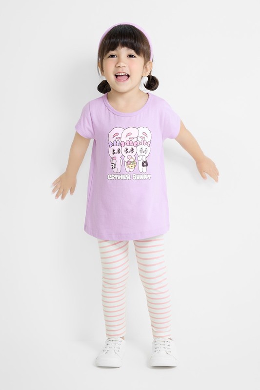 艾絲樂小兔長版印花T恤-03-童