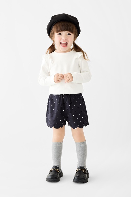 棉質羅紋荷葉造型上衣-童