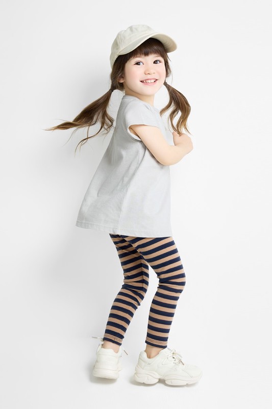 磨毛羅紋條紋內搭褲-童