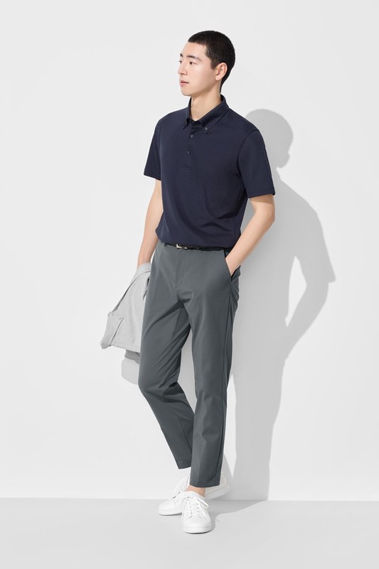 彈性休閒九分褲-男