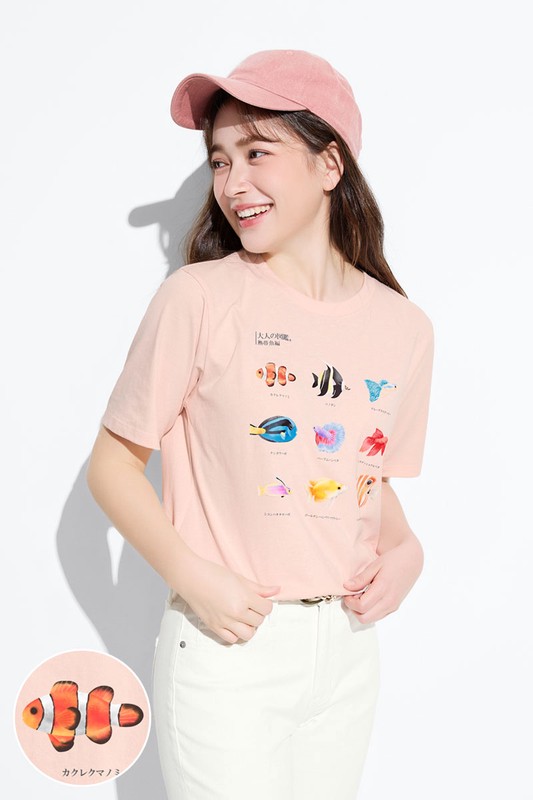 大人的圖鑑寬版印花T恤-14-女