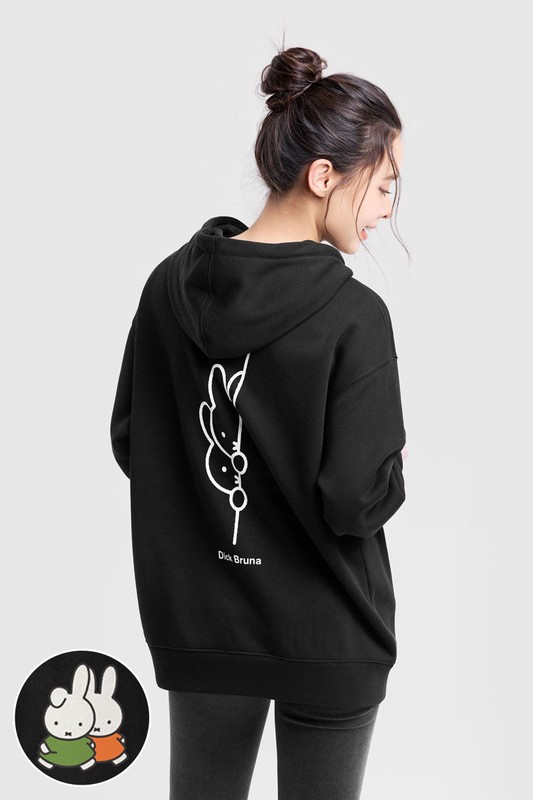 Miffy毛圈寬長版印花連帽衫-05-女