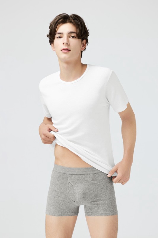 棉質中腰平口內褲-男