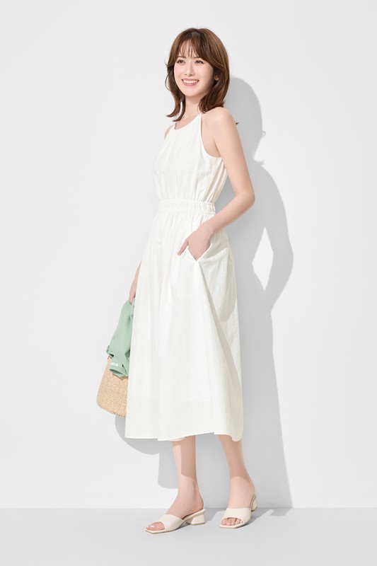 繞頸削肩洋裝-女