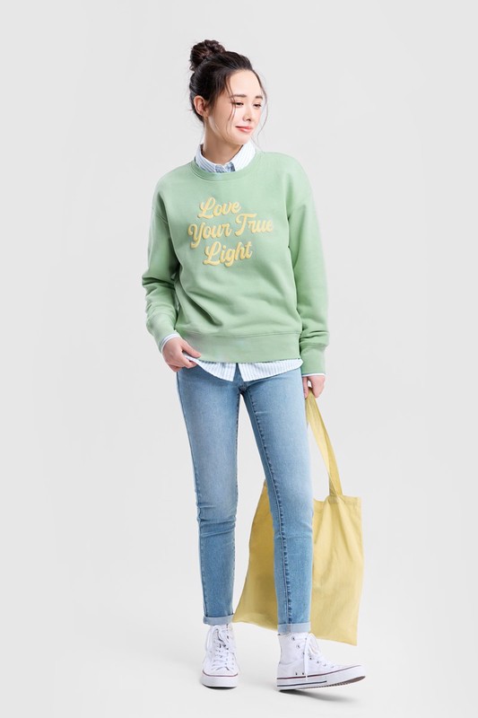 文字刷毛印花圓領衫-03-女