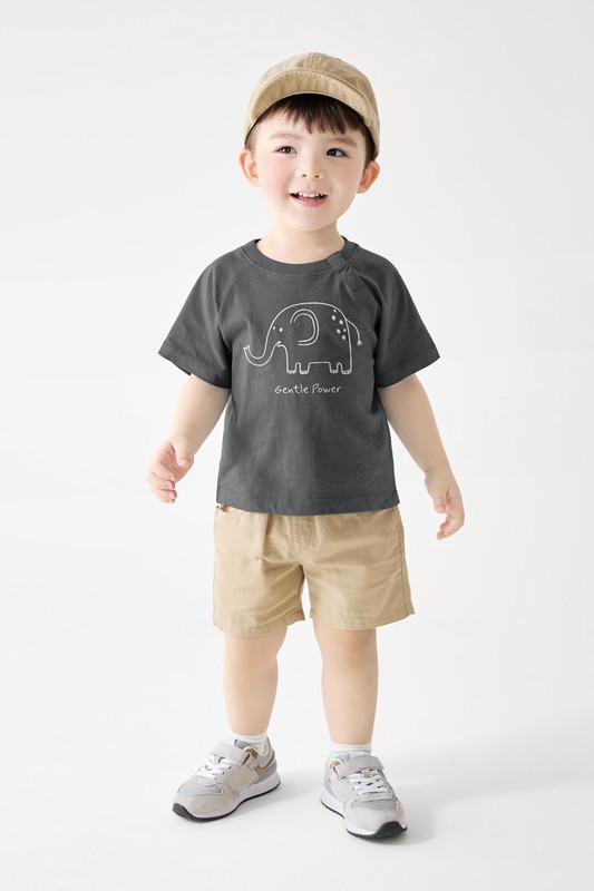 竹節棉寬鬆動物印花T恤-Baby