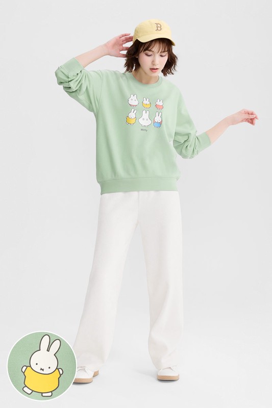 Miffy毛圈寬版印花圓領衫-02-女