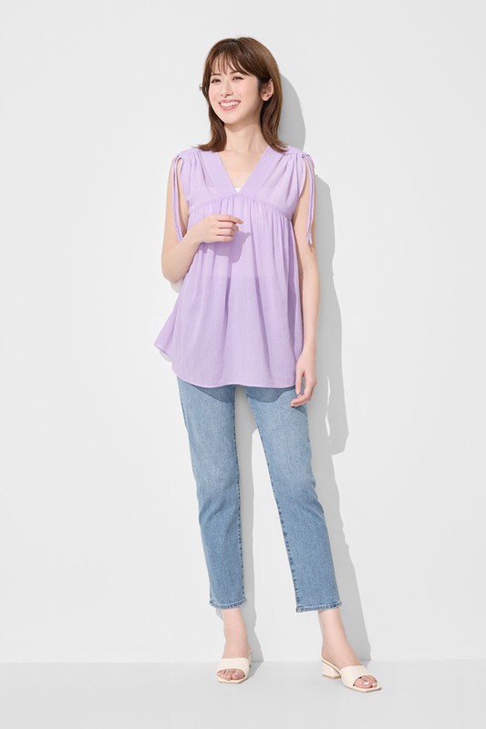 棉質抽繩造型上衣-女