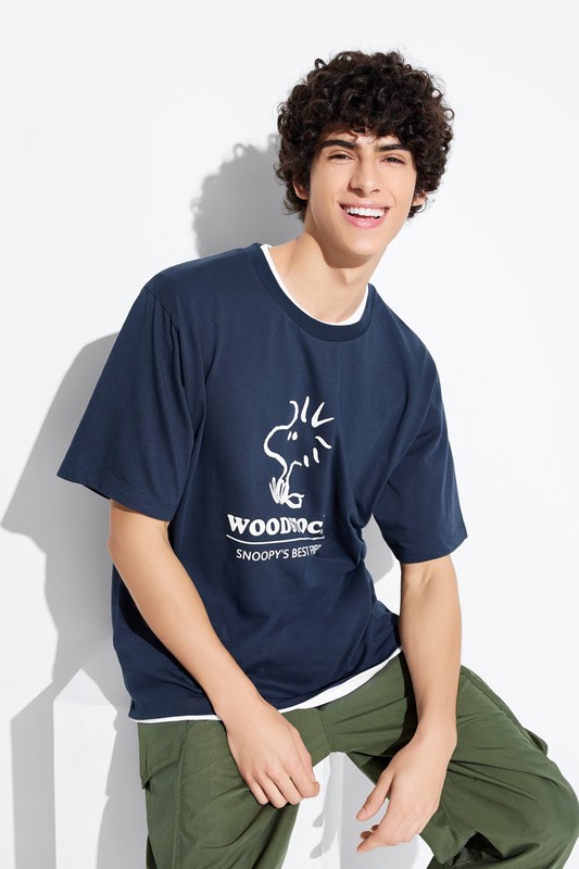 史努比系列寬版印花T恤-24-男