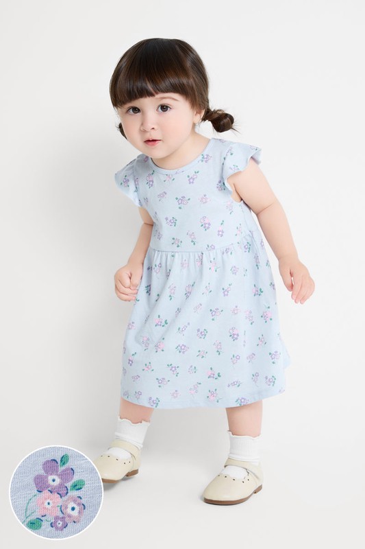 竹節棉荷葉袖花卉洋裝-Baby